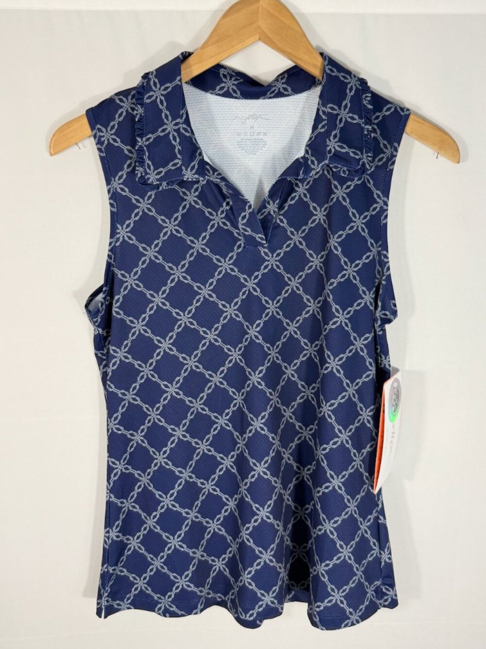 X by Gottex Sleeveless Sport Top Navy Knot Medium NWT Athletic Tank Top